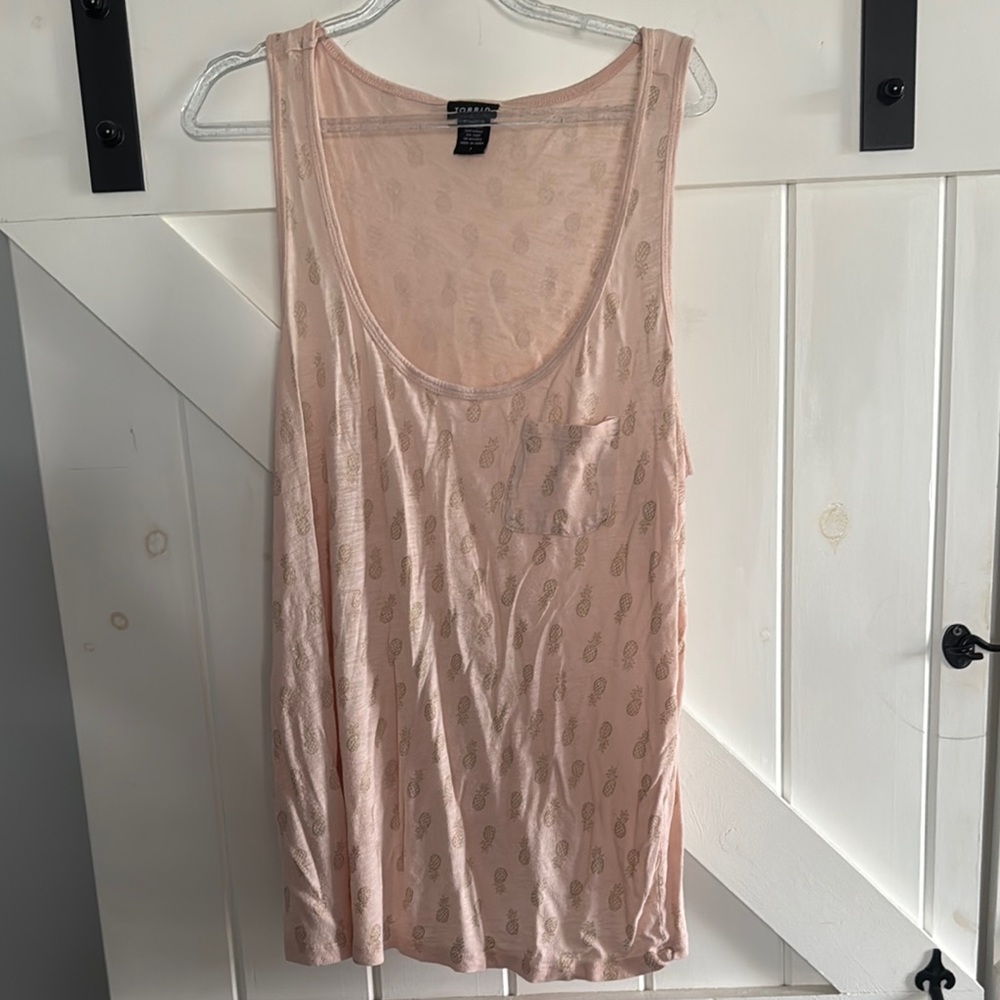 Torrid Light Pink Pineapple Print Tank Top Size 1